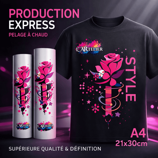 Transfert DTF personnalisé A4 (21 x 29,7 cm) – Impression textile haute définition - L'ARTelier